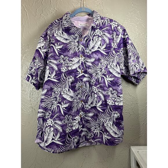 Tommy Bahama‎ Men's Aqua Lush S/S Button-Up Shirt Deep Grape Size Large - Picture 1 of 6